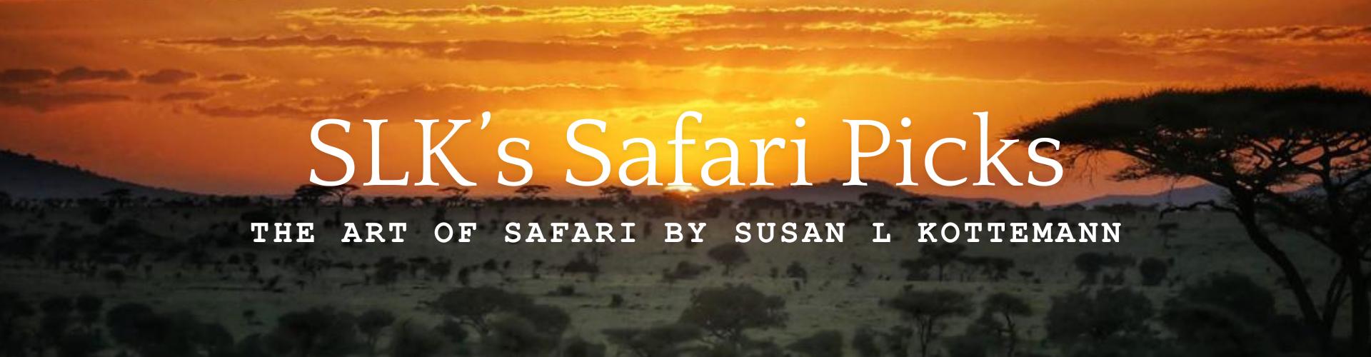 African Sunset scene. Susan's Safari Picks. The Art of Safari by Susan L Kottemann