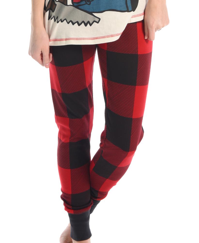 red black plaid pajama pants