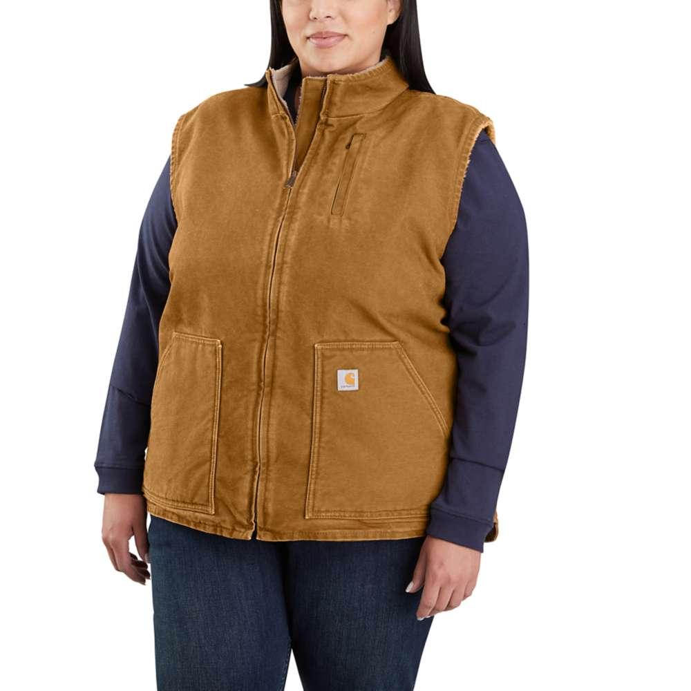 Kenco Outfitters Carhartt Womens Relaxed Fit Washed Duck Sherpa Lined Mock Neck Vest